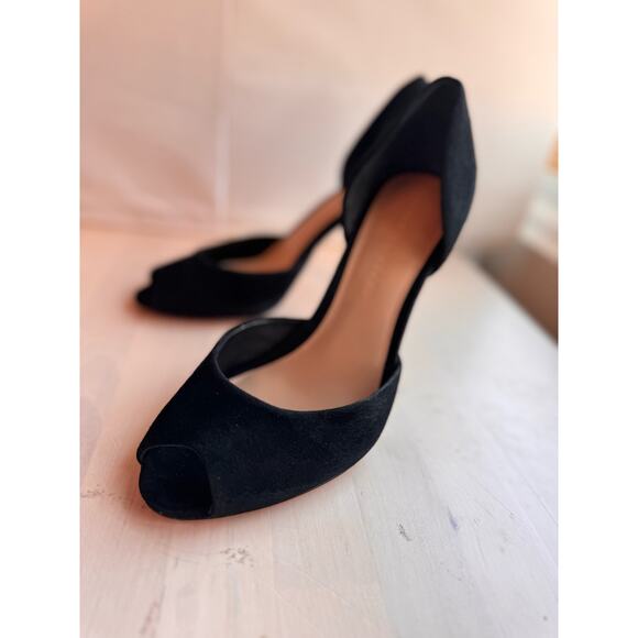 Veronica Beard Gadot Peep-Toe Pump heel In Black suede  size 8.5 - Picture 3 of 12